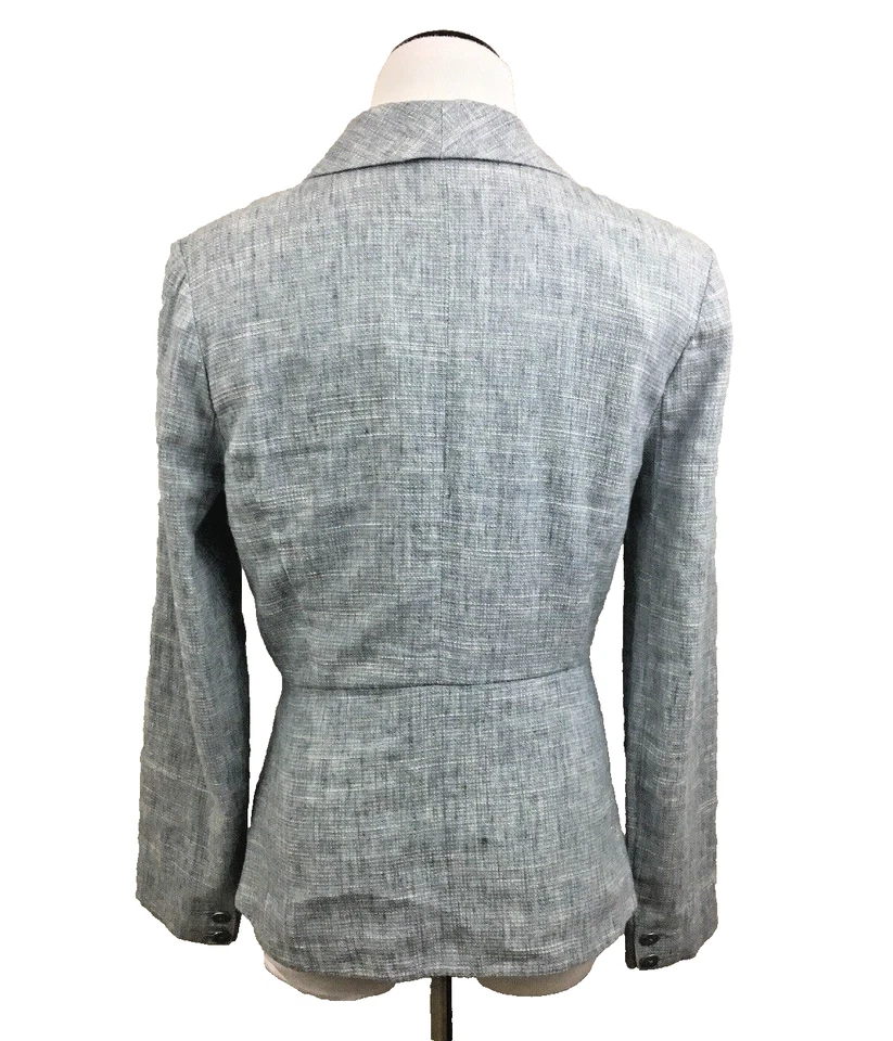 Blazer CAbi Mezcla de Lino Azul Beachwalk Estilo Cambray 215 Talla 2 Foto 4 de 4