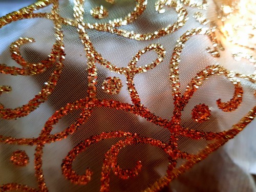 GOLD GLITTER SWIRL LUXURY WIRED WIRE EDGED GLITTER RIBBON - 2.5" CHRISTMAS - Picture 5 of 5