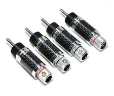 4x Carbon Fiber Rhodium plated Speaker cable Banana Connector Plug Audio