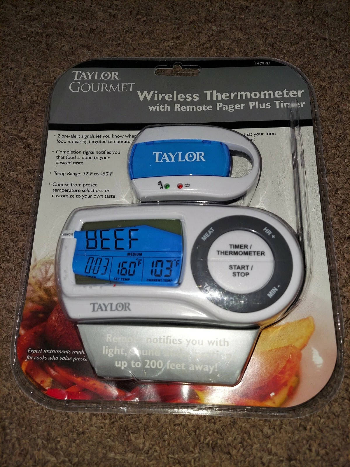 *NEW IN PACKAGE* Taylor Gourmet Wireless Thermometer w/Remote Pager plus Timer