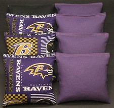 8 ALL WEATHER CORNHOLE BEANBAGS made w BALTIMORE RAVENS Fabric ACA Reg Bags