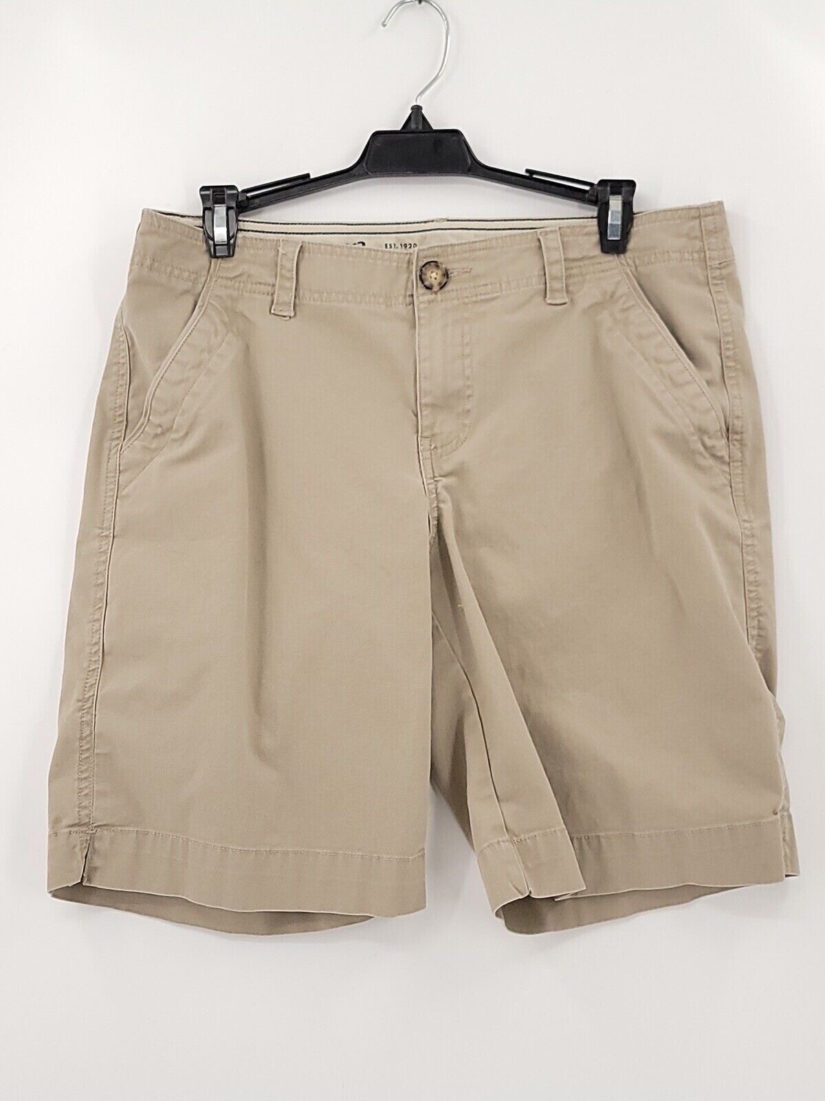 Eddie Bauer Bermuda Chino Shorts Womens Size 8 Beige Blakely Mid Rise