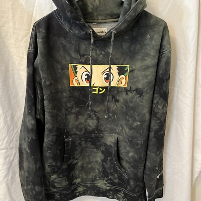 Hypland Hunter x Hunter Sweater Mens Sz L Gon Freecss Anime Hoodie Green Tie Dye
