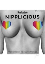 2 Pairs Reusable Erotic Rainbow Colored Nipple Pasties Breast Cover Adhesive