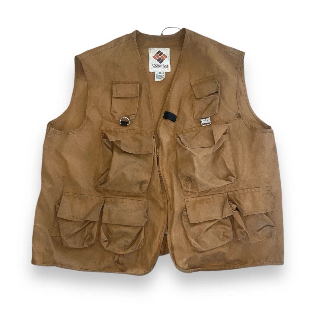 Vintage Columbia Sportswear Brown Men’s Canvas Full Zip Vest Size XL