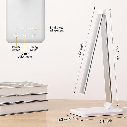 Lámpara de Escritorio LED, Lámpara de Escritorio con Puerto de Carga USB, 5 Modos de Color, 10 Blanco - Imagen 5 de 7