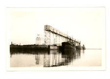 Nice composition - Ships at dock - RPPC  Antique Vintage postcard