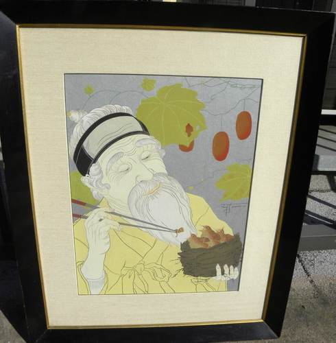 Paul Jacoulet 1902-1960 selten signiert Vintage Holzschnitt "Le Nid--Coree" 1941 - Bild 2 von 13