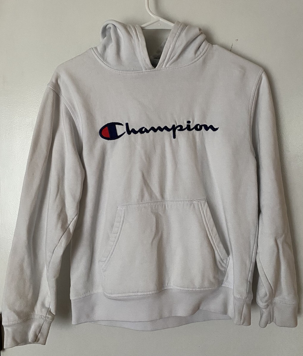 Champion Boys Hoodie Size Youth L Large White Sweatshirt Hooded