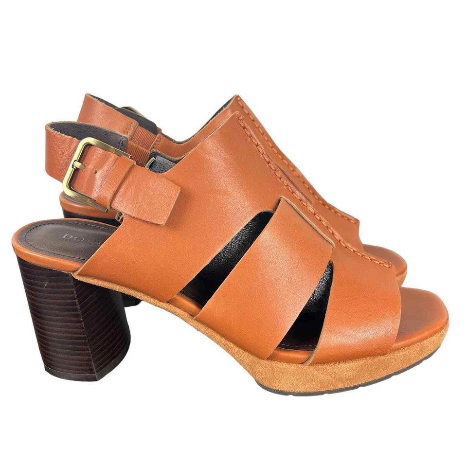 SANDALIA DONALD PLINER GENEVA TACÓN BLOQUE CUERO MARRÓN NUEVA SIN CAJA MUJER TALLA 9.5 Foto 4 de 4