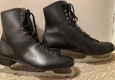 Vintage Leather Aerflyte Ice Skates With Tempered Hardened Steel Size 10
