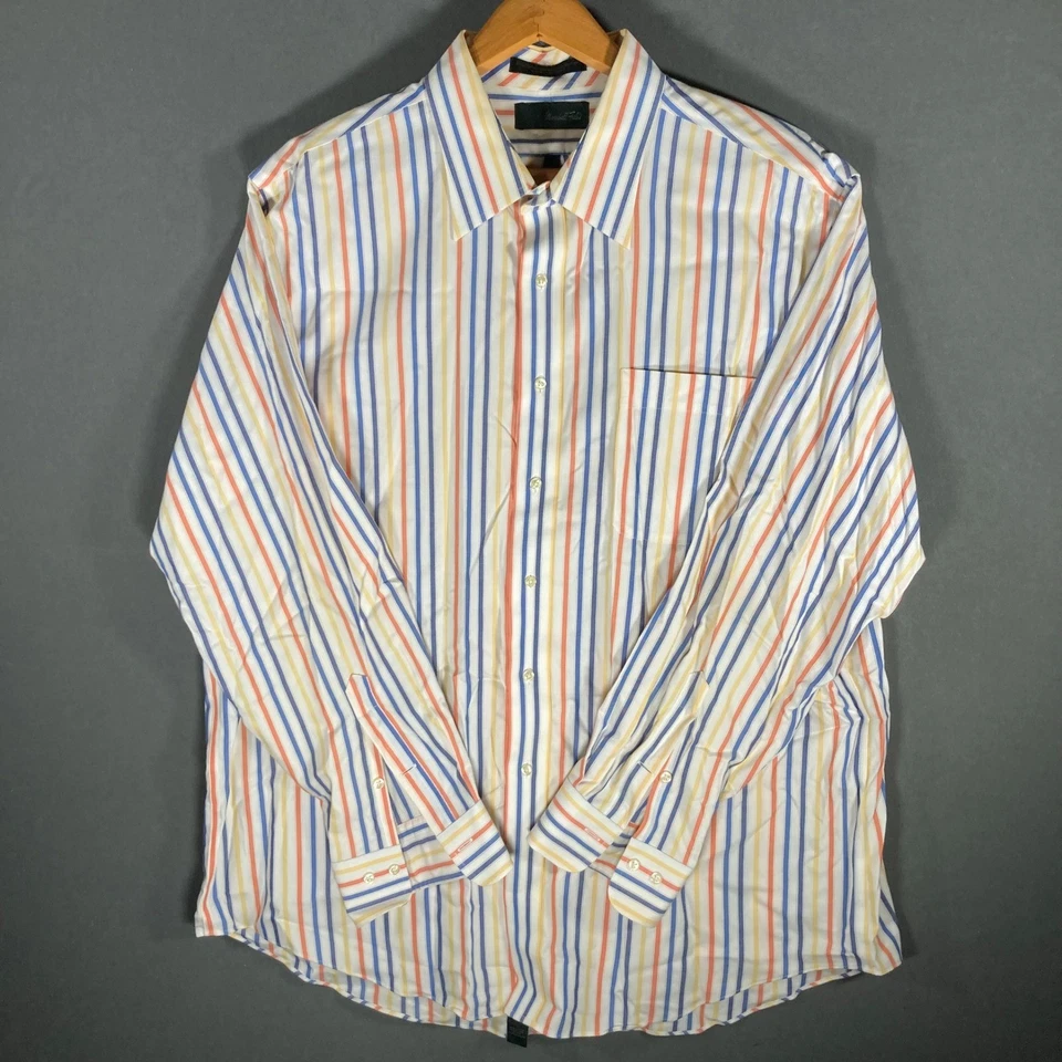 Camisa de hombre Marshall Field a rayas manga larga con botones talla 17 1/2 34/35 Foto 2 de 4