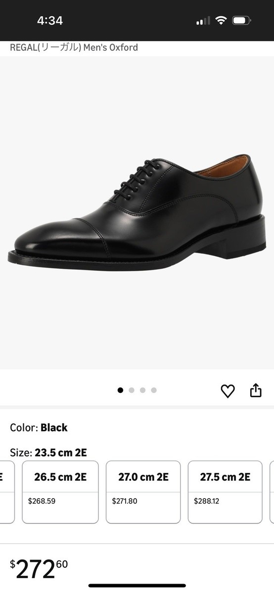 Regal Black Leather Goodyear Welted Oxford Square Toe Men's Dress