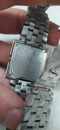 Tissot 1853 Tank Watch Men Black Dial Stainless Steel Date Rectangle Not Working - Picture 7 of 9