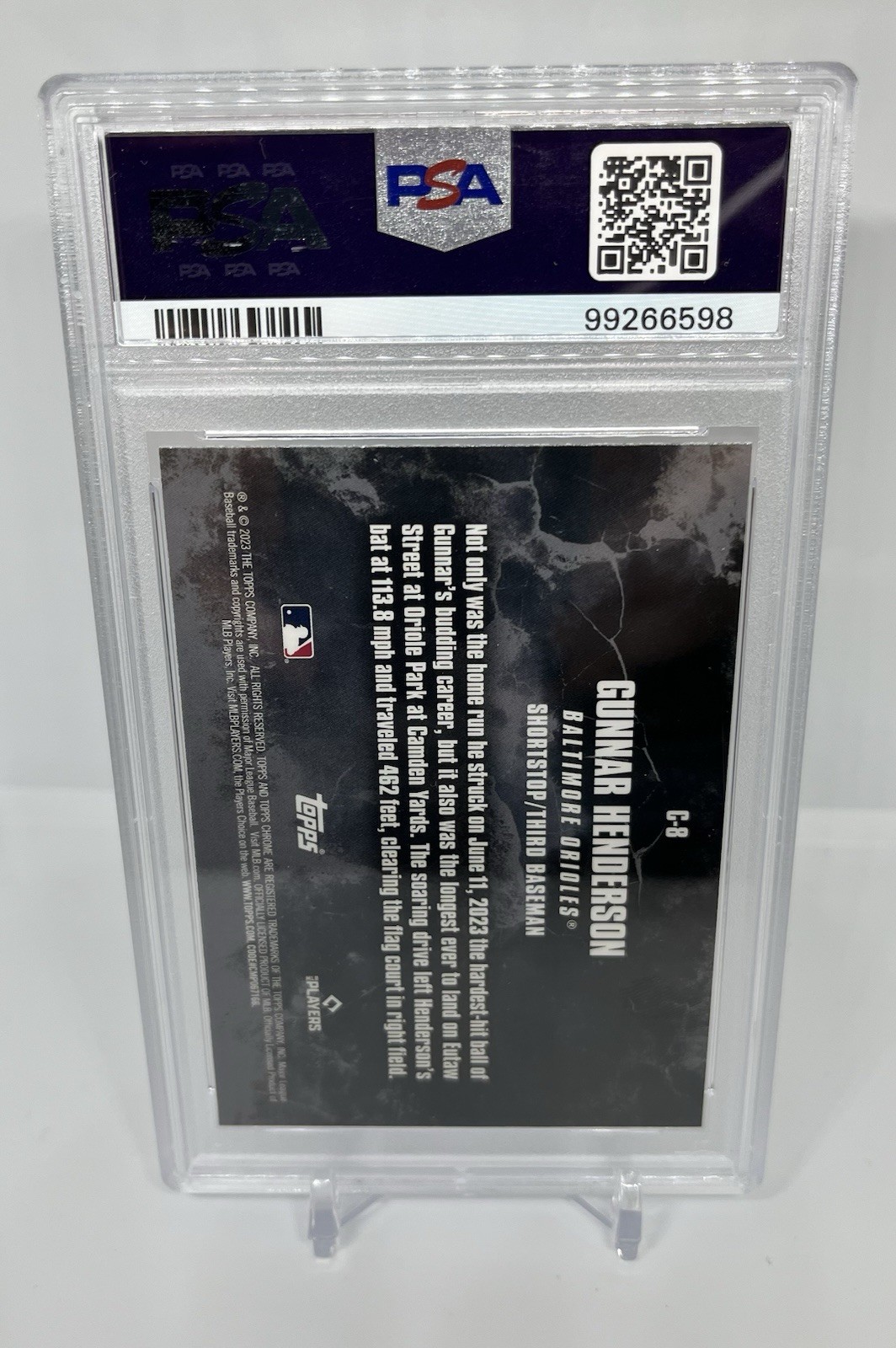 2023 Topps Chrome Update GUNNAR HENDERSON (RC) Crushed Case Hit #CB PSA 9 MINT! view 2