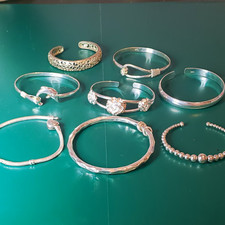Women&rsquo;s 925 Sterling Silver Jewellery Mixed Lot: 8 Bracelets/Bangles/Cuffs