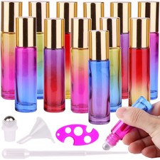 12 Pack 10ml Gradient Color Roll On Bottles Essential Oil Roller Bottles
