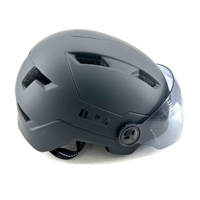 ILM Fietshelm voor mountainbike, heren en dames, NTA8776 CE CPSC, fietshelm voor volwassenen, met led-remwaarschuwingsvizier, grijs, S/M