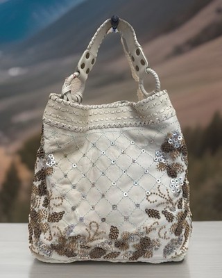 Isabella Fiore cream Coco Puff Carina handbag $875-NWT Estate-Bohemian Flair Y2K