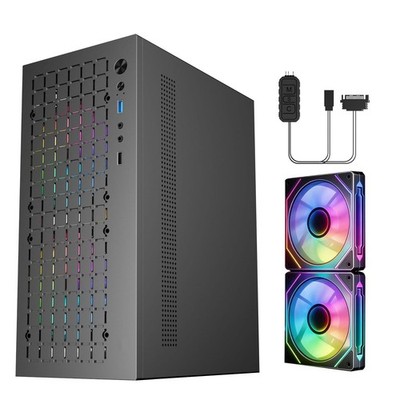 MiniITX PC Case 2x120mm ARGB Fans High Airflow ATX PSU USB 3.0 Small Form
