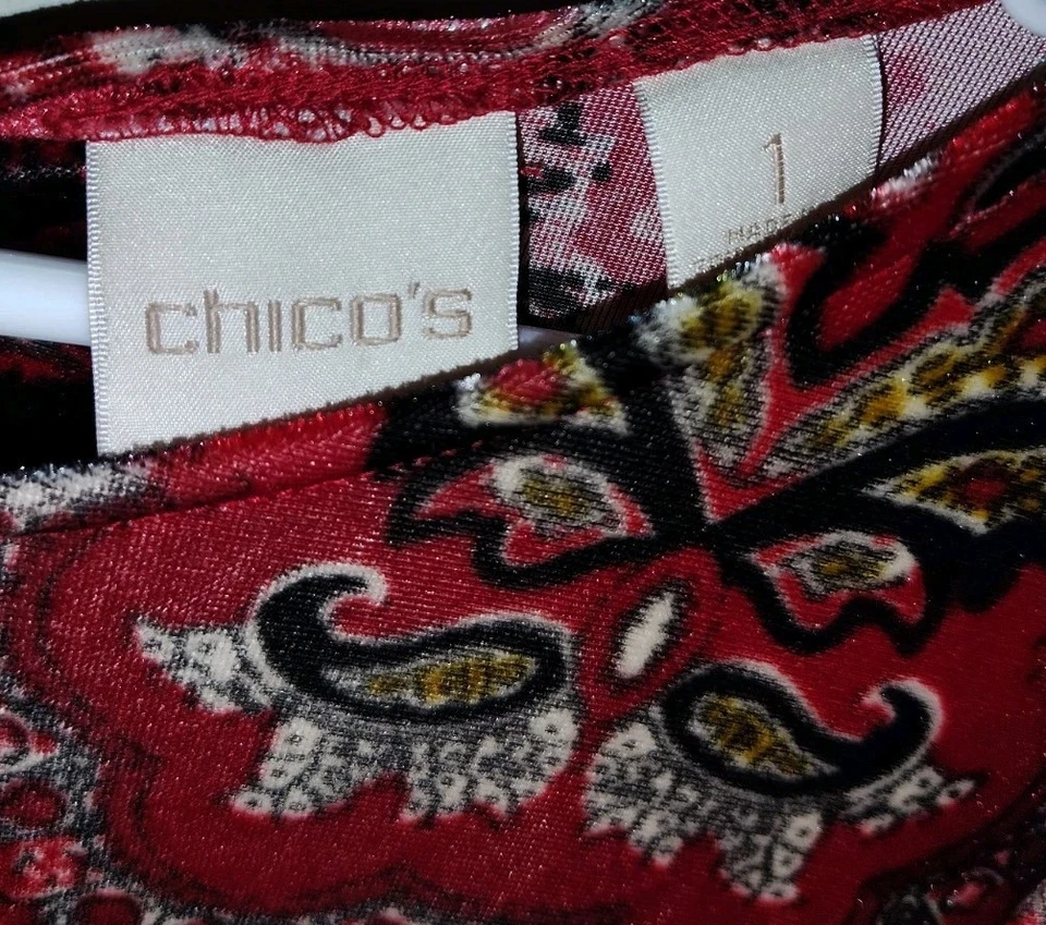 Top Chicos Rojo Terciopelo Corbata Espalda Manga Larga Campana Paisley Talla 2 (M) Foto 3 de 4