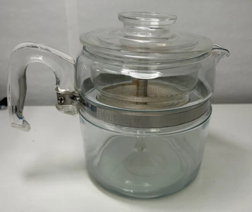 Vintage Pyrex Glass 6 Cup Percolator Coffee Pot