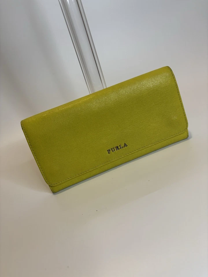 Cartera Continental FURLA Amarillo-Verde Cuero Doble Plegable Babylon AUTÉNTICA con Certificado de Autenticidad Foto 3 de 4