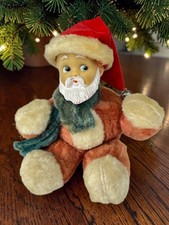 Vtg 1950's Knickerbocker Rubber Faced Baby Santa Plush Christmas w/ Hat Scarf VG