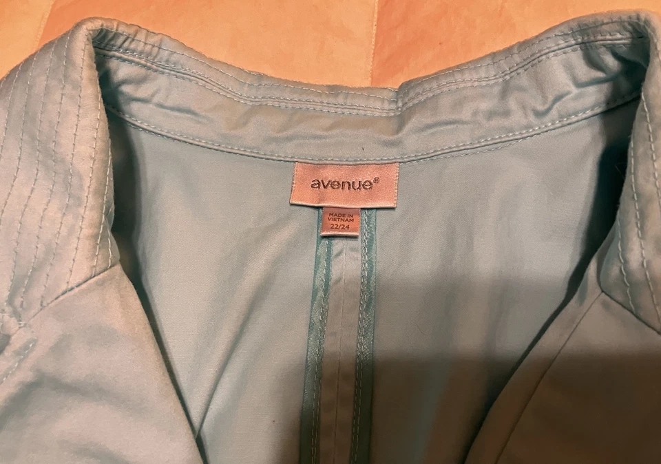 Chaqueta Top Azul Turquesa Cremallera Fácil Talla 22/24 Plus Botones Costuras Detalladas Foto 4 de 4