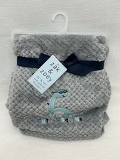 Zak  Zoey Baby Blanket Gray Dinosaur Dino Waffle Fleece Cute-A-Saurus 30x40 NEW