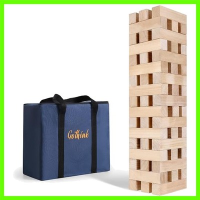 Giant Tumbling Tower Game: 51pcs Wooden Blocks Stacking Up to 5.5ft - Gift fo...