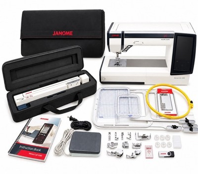 Janome 12000 Memory Craft Horizon Sewing Quilting Machine Set w EXTRAS TESTED