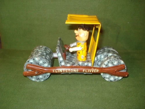 1962 Marx Tin Hanna Barbera Fred Flinstone Flivver Friction Vehicle FLINTSTONES