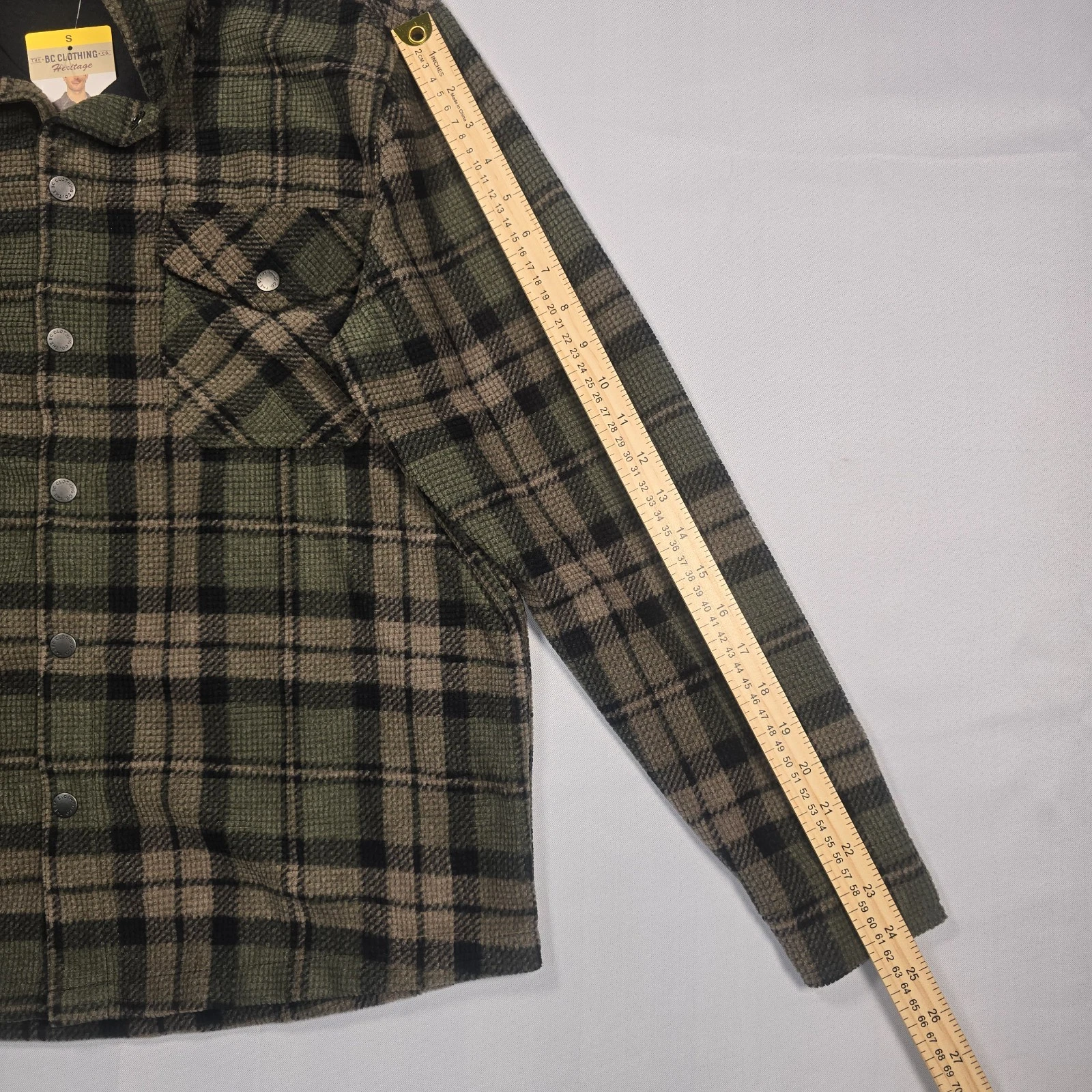 NWT BC Clothing Mens Textured Flannel Shirt Jacket Green Plaid Shacket Small image 8