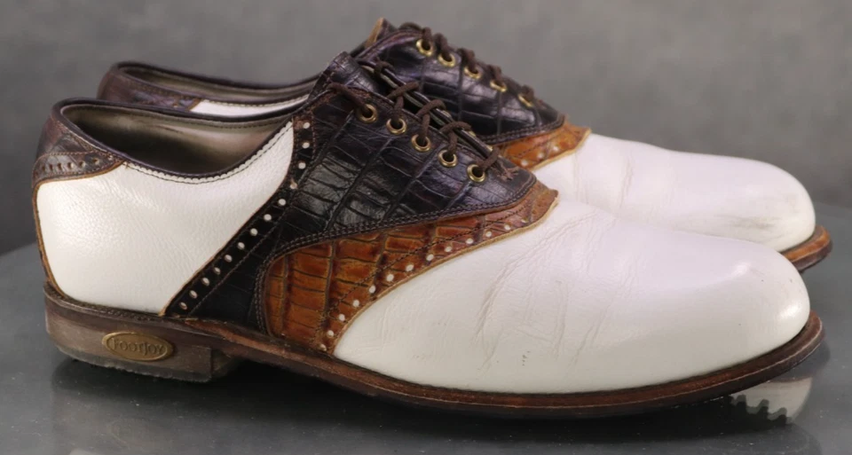 FootJoy Classic Dry Men's Waterproof Golf Shoes Size 10.5 M Crocodile Print - Image 4 of 4