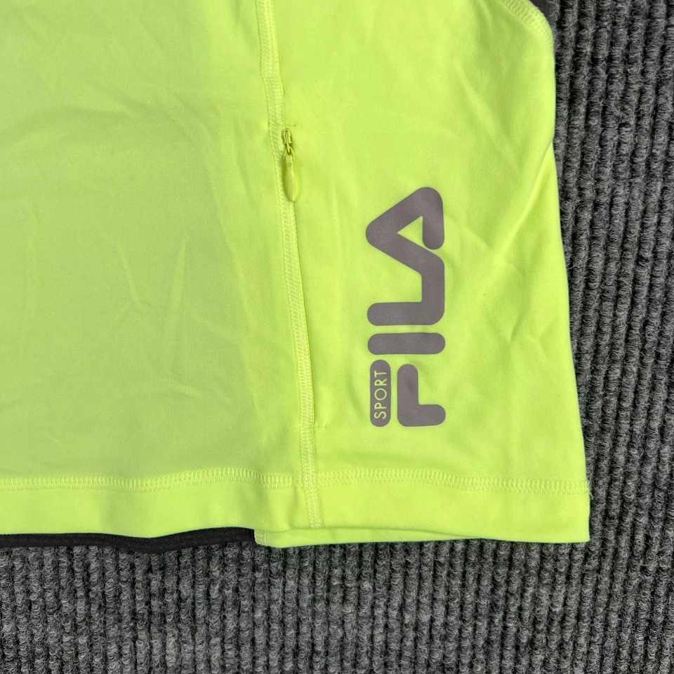 Camisa deportiva para correr Fila para mujer grande amarilla negra manga corta camiseta deportiva Foto 4 de 4