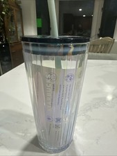 Starbucks 2020 Iridescent Clear Luster Twisted Glass Cold Cup Tumbler 18oz