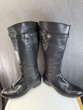 Frye Boots Womens Size 7.5 38 Black Leather Knee High Riding Side Zip Logo