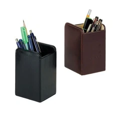 Black or Brown Business Executive Office  Leather Pencil Pen Desktop Holder