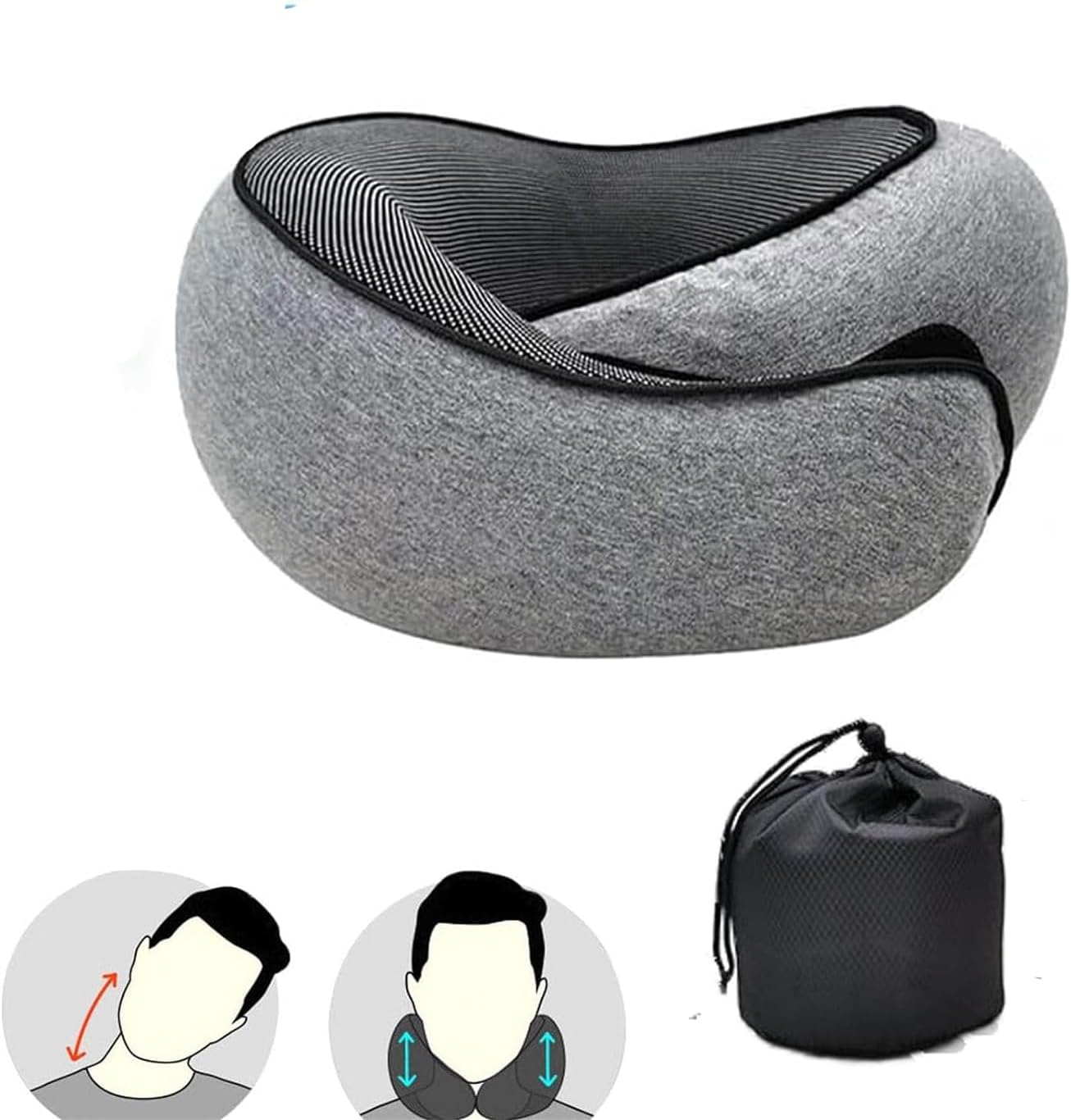 Travel Pillow Neck Pillow 2024, Memory Foam Neck Pillow Airplane, Portable Trave-image