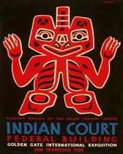 POSTER BLANKET DESIGN OF THE HAIDA INDIANS ALASKA USA VINTAGE REPRO FREE S/H