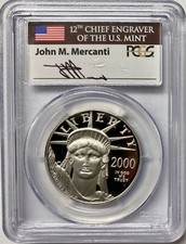 2000-W $100 1oz Platinum American Eagle PCGS PR70 DCAM Mercanti 5590.00 per troy oz