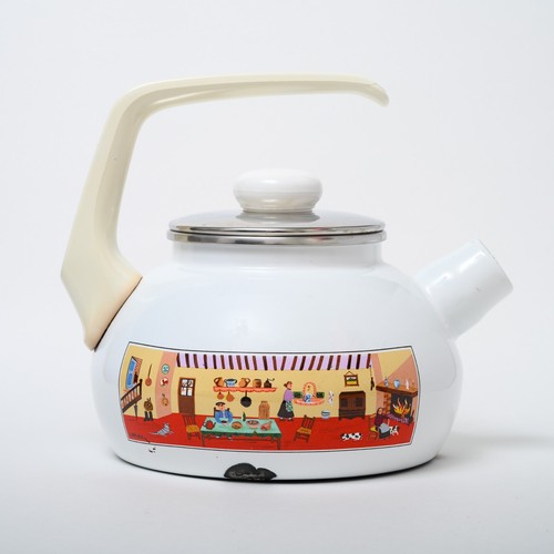 Teiera smaltata Villeroy & Boch Naif - rara bollitore tedesco vintage Gérard Laplau - Foto 2 di 21