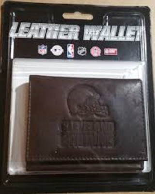 Official NFL Leather Wallet TriFold Embossed Choose Team Dark Brown gift New NIP