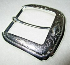 Belt Buckle Western Scroll Design Shiny Finish Silver-tone