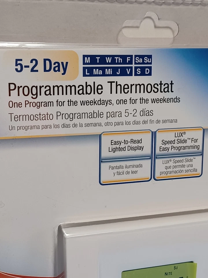 LUX LP0511D Smart Temp 5/2-day Programable Thermostat▪︎BRAND NEW SEALED - Image 2 of 4
