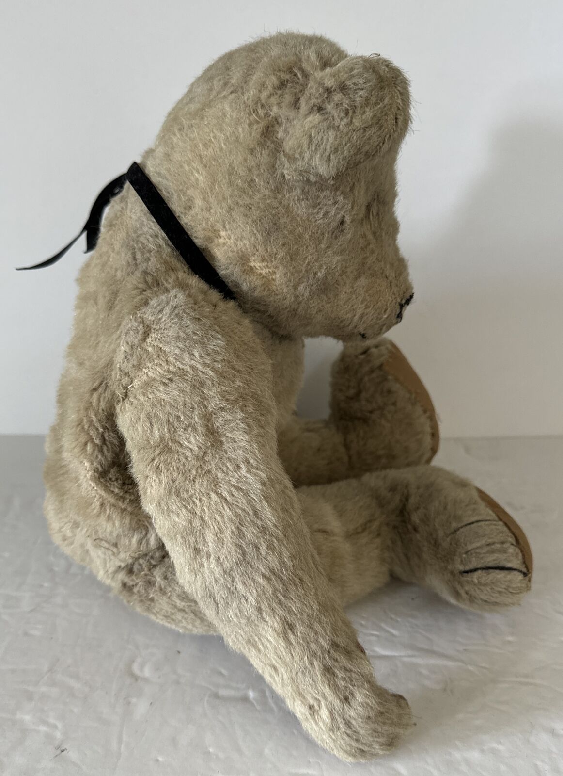 Mohair Teddy Bear Cone Nose Wood Straw Filled Center Seam 18” Antique 1900’s