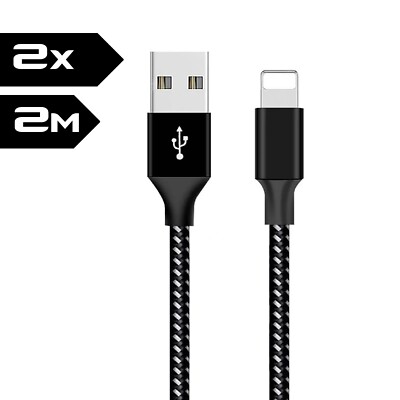 2x 2m Ladekabel FÜR Apple iPhone 5 6 7 8 X XS XR 11 12 13 14 Pro Max mini Nylon
