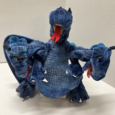 Folkmanis Plush Three Headed Winged Dragon Stuffed Hand Puppet Blue 16"