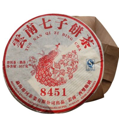 Yun Nan Qi Zi Bing Cha Menghai LangHe 8451 Pu'er Puerh Ripe Tea 357g/12.59oz